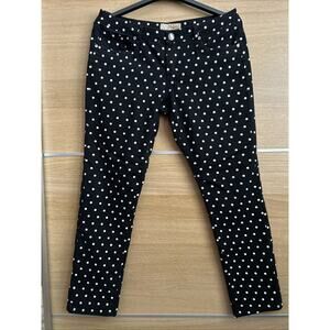 Hybrid & Company Women's Sz 15 Black Stretch Jeans Pants Polka Dot rhinestones